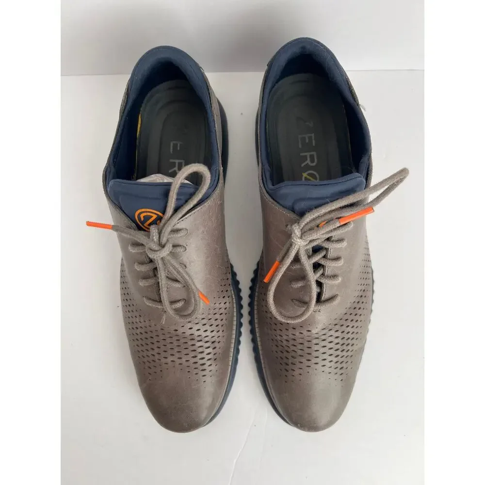 Cole Haan Zerogrand Gray Perforated Leather Wingtip Oxford Shoes Men Size 10.5